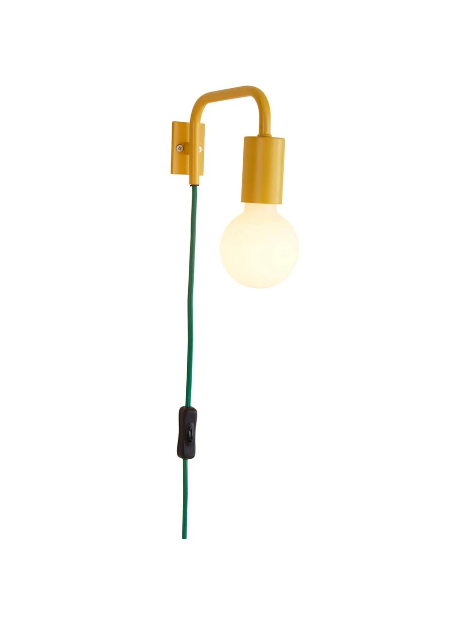 Jotex Wandleuchte Cascais in Gelb mit grünem Kabel, B 20 x H 12 cm 6 Jotex Wandleuchte Cascais in Gelb mit grünem Kabel, B 20 x H 12 cm – Bild 4