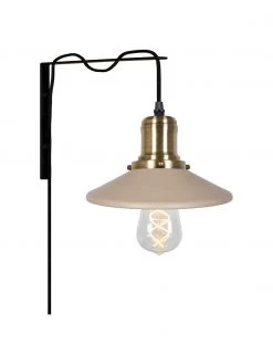 Globen Lighting Wandleuchte Disc mit Stecker in Beige, B 22 x T 40 cm