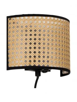 Westwing Collection Wandleuchte Vienna aus Wiener Geflecht mit Stecker, B 22 x H 16 cm